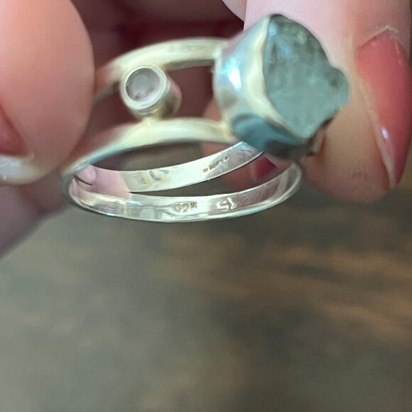 925 Silver Aquamarine Ring Sz 7.5 - Picture 4 of 5